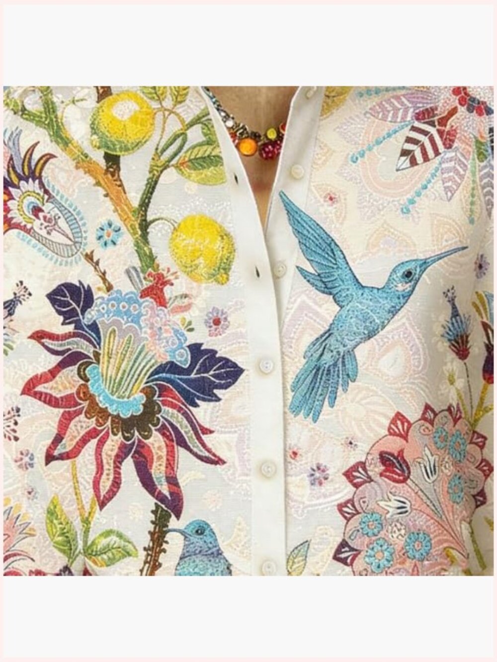 Boho Paisley Blouse Long Sleeve Button Down Ruffled Cuff Western Print Womens - Picture 5 of 6